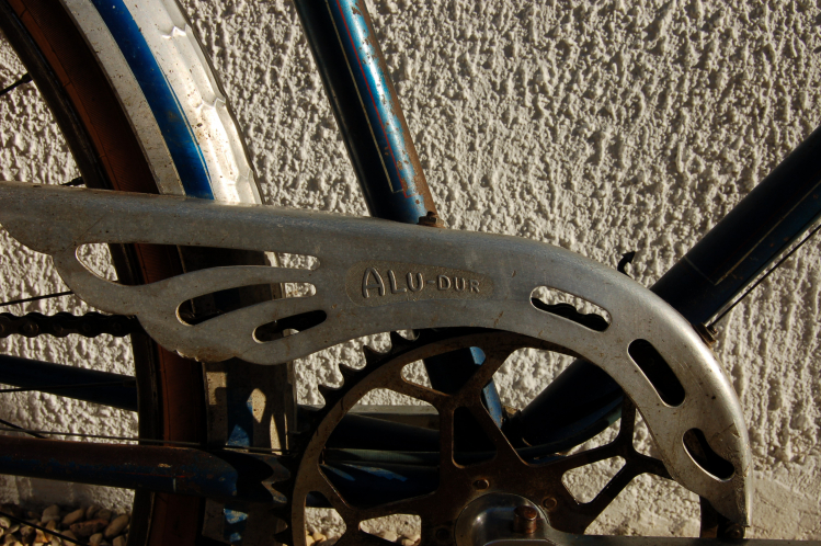 vélo bleu garde chaîne